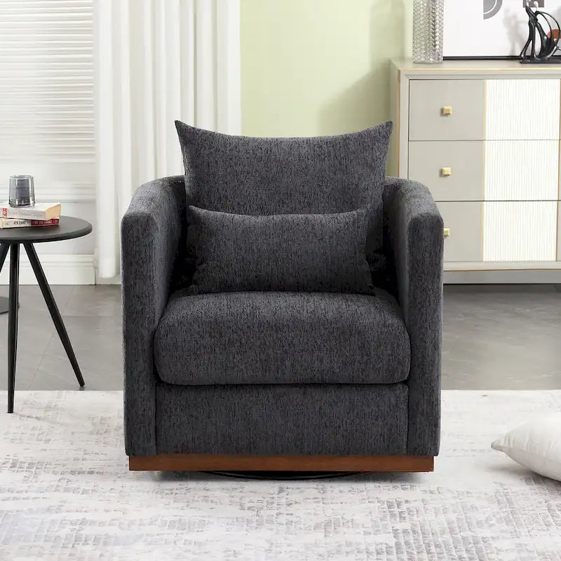GDFStudio - Poltrona Girevole Harper Barrel in ciniglia con base robusta in metallo e design ergonomico