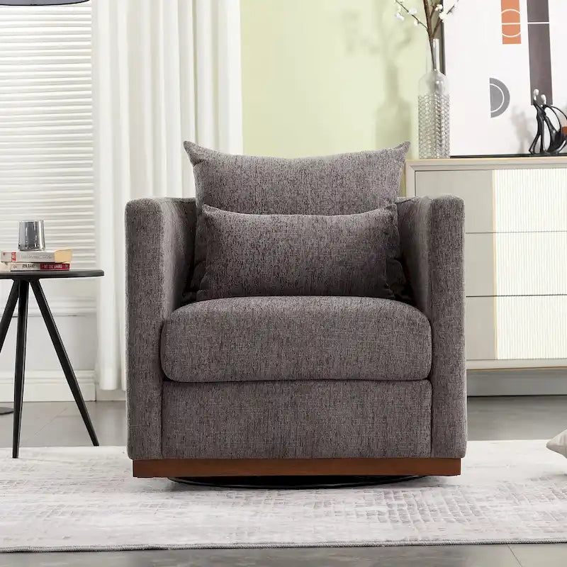 GDFStudio - Poltrona Girevole Harper Barrel in ciniglia con base robusta in metallo e design ergonomico