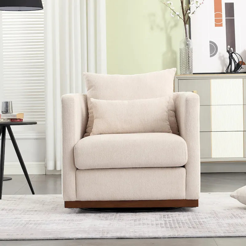 GDFStudio - Harper Chenille Swivel Barrel Chair with Sturdy Metal Base and Ergonomic Design