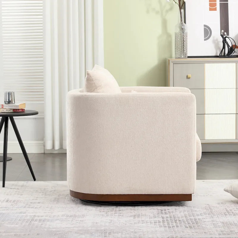 GDFStudio - Harper Chenille Swivel Barrel Chair with Sturdy Metal Base and Ergonomic Design