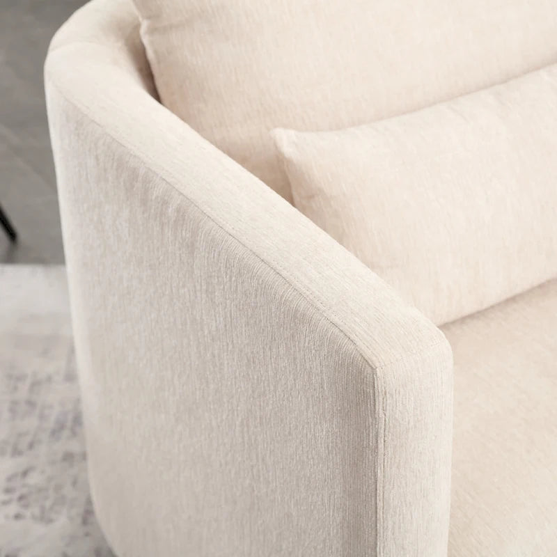 GDFStudio - Harper Chenille Swivel Barrel Chair with Sturdy Metal Base and Ergonomic Design