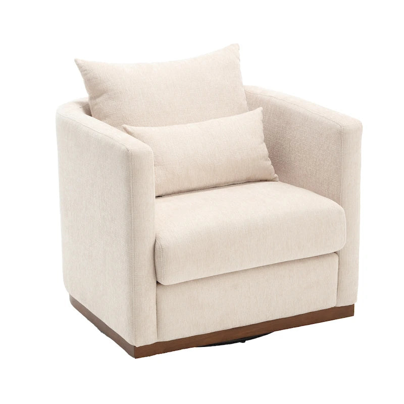 GDFStudio - Harper Chenille Swivel Barrel Chair with Sturdy Metal Base and Ergonomic Design