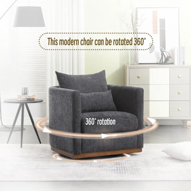 GDFStudio - Harper Chenille Swivel Barrel Chair with Sturdy Metal Base and Ergonomic Design