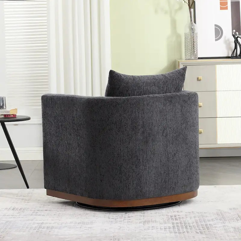 GDFStudio - Harper Chenille Swivel Barrel Chair with Sturdy Metal Base and Ergonomic Design