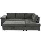 Christopher Knight Home-Miranda Convertible Polyester Sectional Sofa with Storage and Reversible Tray