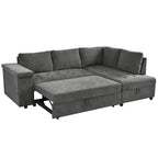Christopher Knight Home-Miranda Convertible Polyester Sectional Sofa with Storage and Reversible Tray