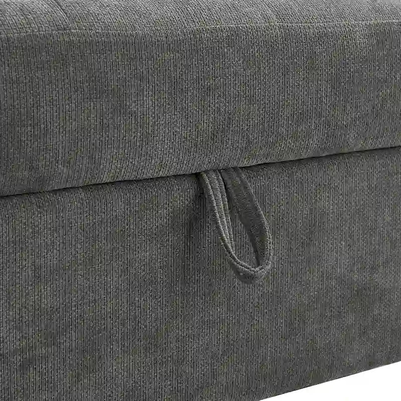 Christopher Knight Home-Miranda Convertible Polyester Sectional Sofa with Storage and Reversible Tray