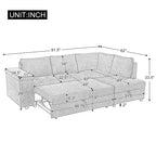 Christopher Knight Home-Miranda Convertible Polyester Sectional Sofa with Storage and Reversible Tray
