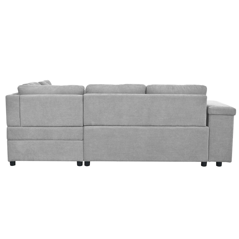 Christopher Knight Home-Miranda Convertible Polyester Sectional Sofa with Storage and Reversible Tray