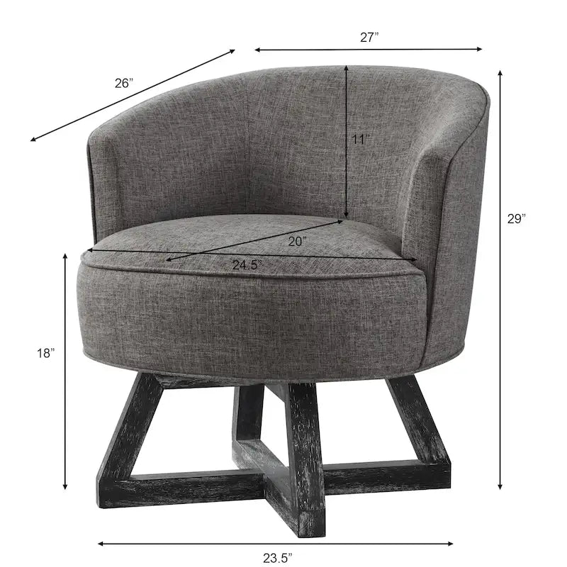 GDFStudio Swivel Accent Chair with Cross-shaped Wooden Base