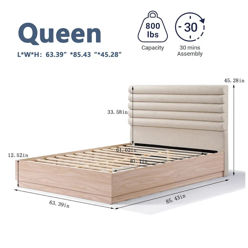Struttura letto a piattaforma queen Christopher Knight Home con testiera imbottita