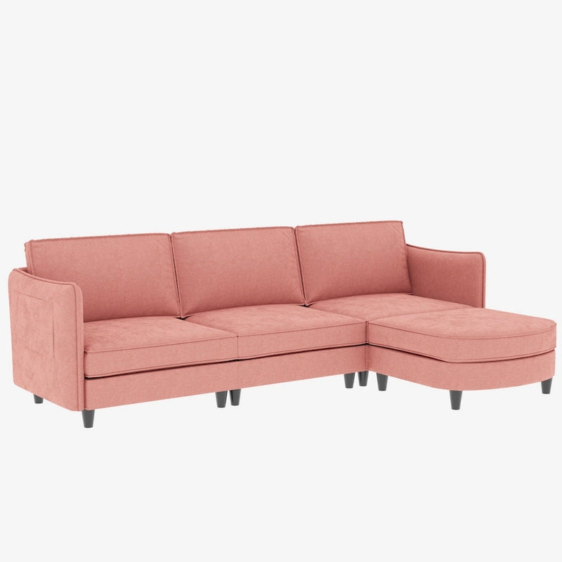 Christopher Knight Home - Benjamin Spacious 3-Seater L-Shaped Sofa with Movable Ottoman and Storage Pockets