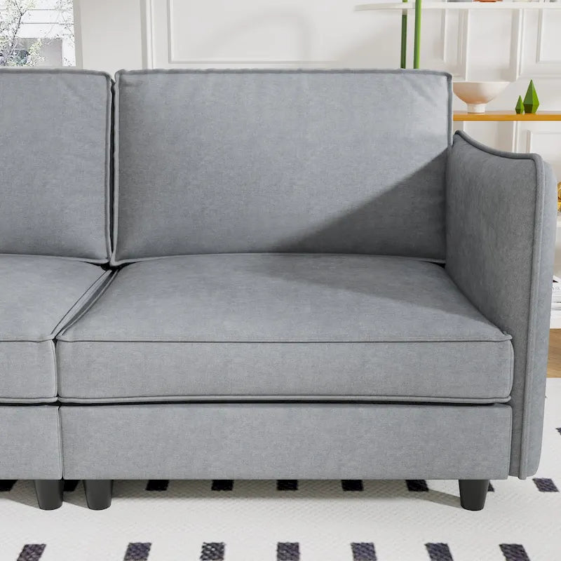 Christopher Knight Home - Benjamin Spacious 3-Seater L-Shaped Sofa with Movable Ottoman and Storage Pockets