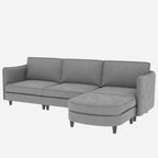 Christopher Knight Home - Benjamin Spacious 3-Seater L-Shaped Sofa with Movable Ottoman and Storage Pockets