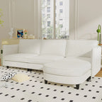Christopher Knight Home - Benjamin Spacious 3-Seater L-Shaped Sofa with Movable Ottoman and Storage Pockets