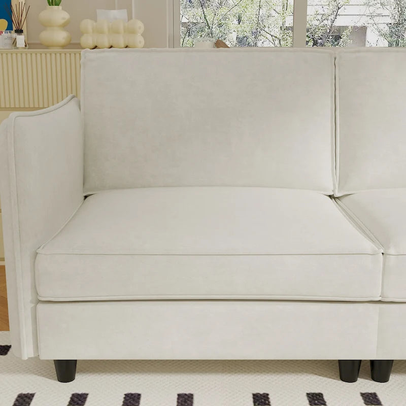 Christopher Knight Home - Benjamin Spacious 3-Seater L-Shaped Sofa with Movable Ottoman and Storage Pockets