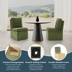 Stansberry Chenille Upholstered Dining Chair with Under Seat Storage and Caster Wheels
