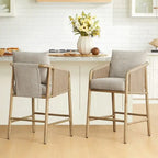 Lynn Counter Height Bar Stool with Braid Wood Arm Set of 2