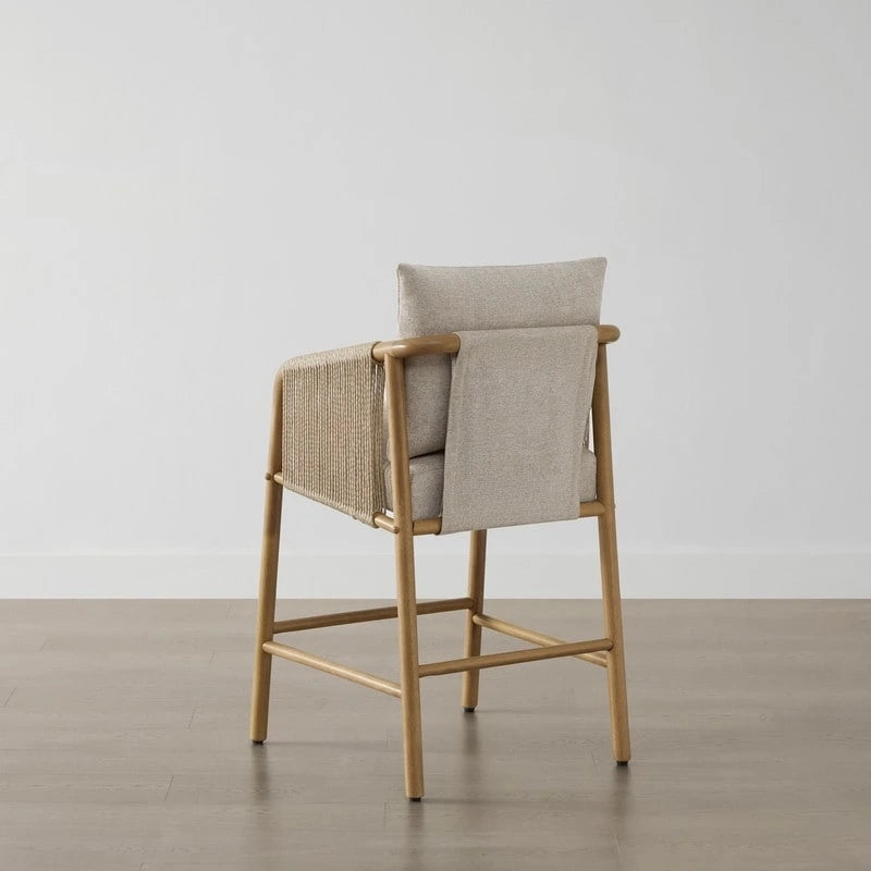 Lynn Counter Height Bar Stool with Braid Wood Arm Set of 2