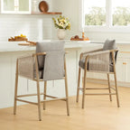 Lynn Counter Height Bar Stool with Braid Wood Arm Set of 2