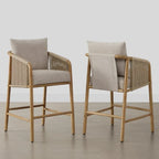 Lynn Counter Height Bar Stool with Braid Wood Arm Set of 2