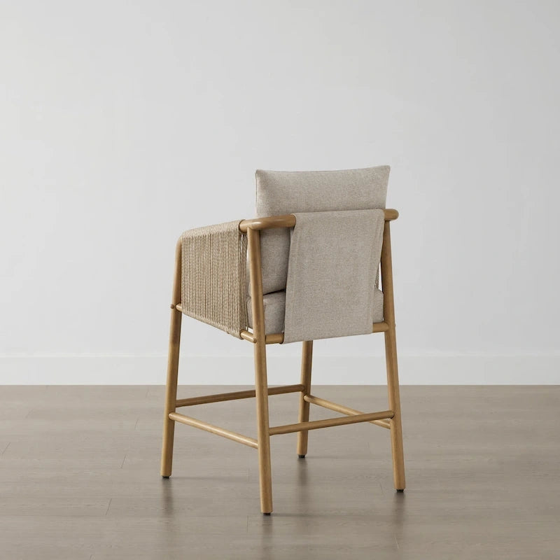 Lynn Counter Height Bar Stool with Braid Wood Arm Set of 2