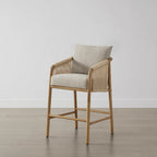 Lynn Counter Height Bar Stool with Braid Wood Arm Set of 2