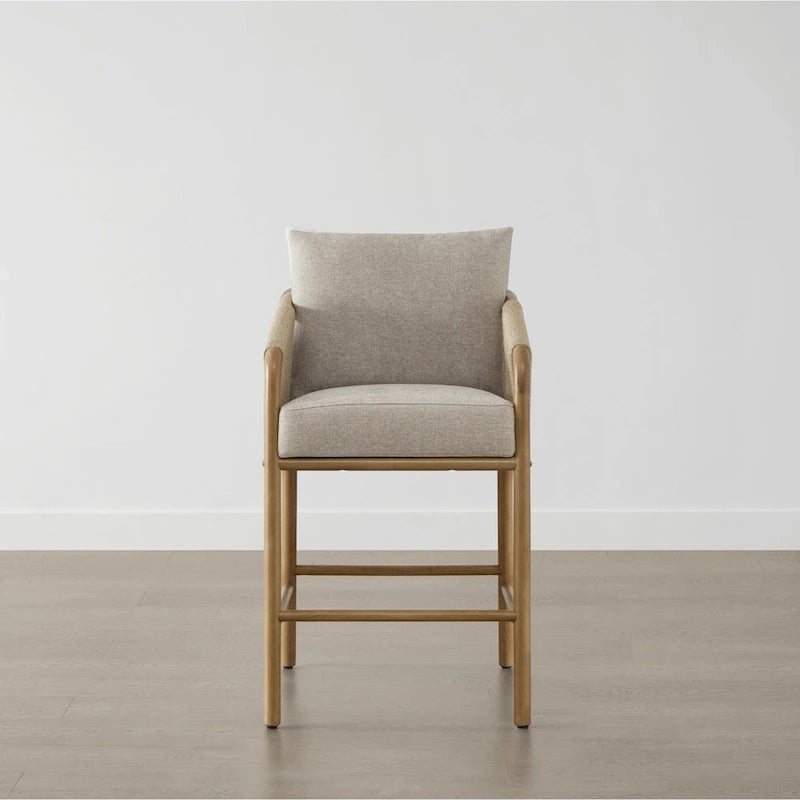 Lynn Counter Height Bar Stool with Braid Wood Arm Set of 2