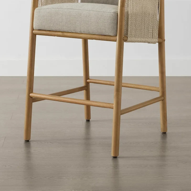 Lynn Counter Height Bar Stool with Braid Wood Arm Set of 2