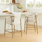 Lynn Counter Height Bar Stool with Braid Wood Arm Set of 2