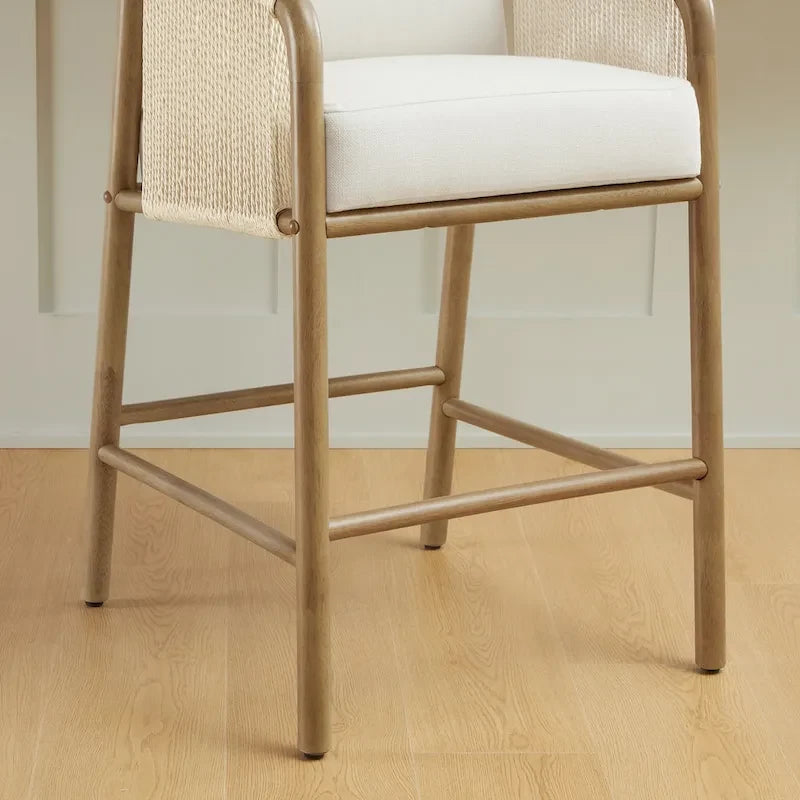 Lynn Counter Height Bar Stool with Braid Wood Arm Set of 2
