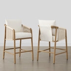 Lynn Counter Height Bar Stool with Braid Wood Arm Set of 2
