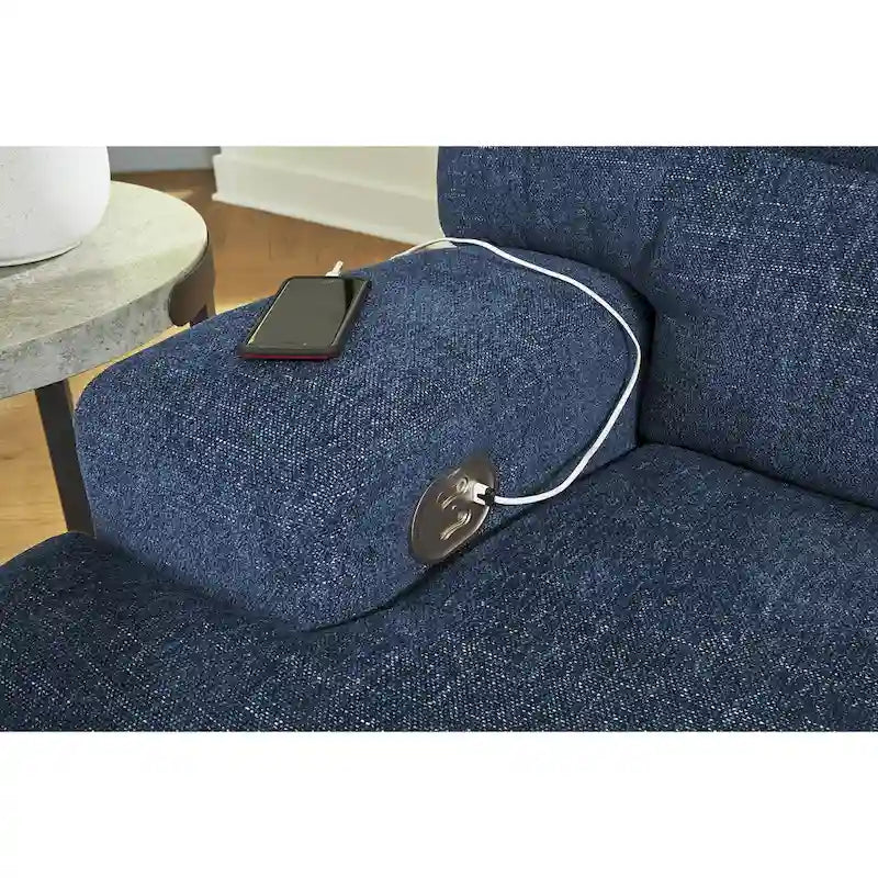 Divano Sezionale Reclinabile Elettrico a 6 Pezzi Signature Design by Ashley Acklen Place Blue con Chaise - 137L x 124P x 42H