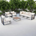 7-Piece Outdoor Metal Modular Sectional Sofa Set with Coffee Table and Chairs, Free Combination
