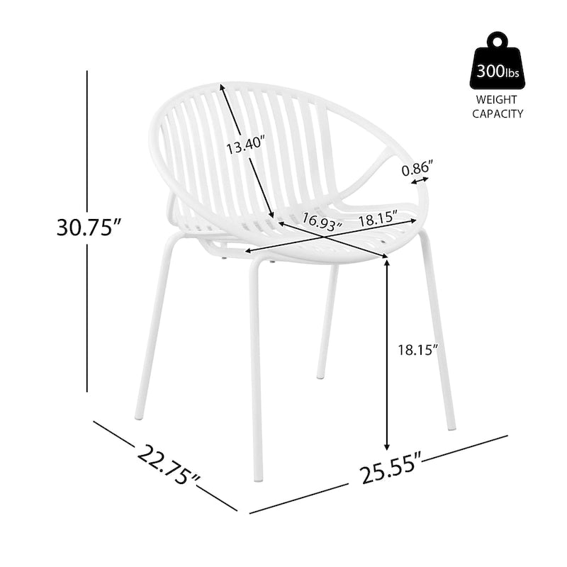 Set da pranzo moderno da esterno 7 pezzi con sedia impilabile, Bianco