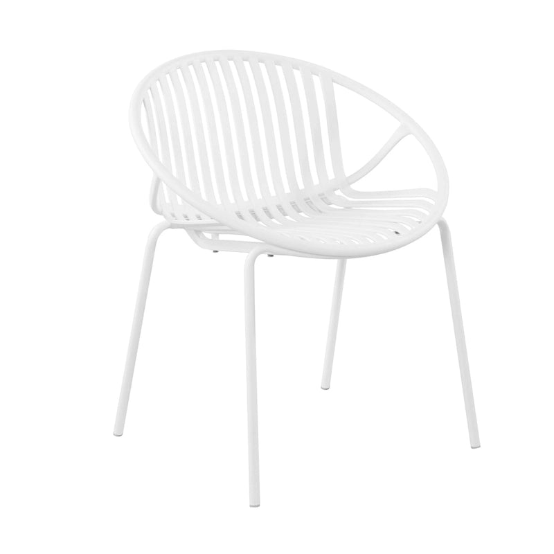 Set da pranzo moderno da esterno 7 pezzi con sedia impilabile, Bianco