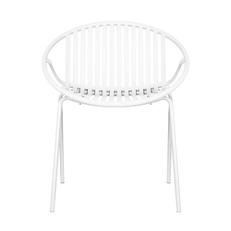 Set da pranzo moderno da esterno 7 pezzi con sedia impilabile, Bianco