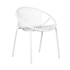 Set da pranzo moderno da esterno 7 pezzi con sedia impilabile, Bianco