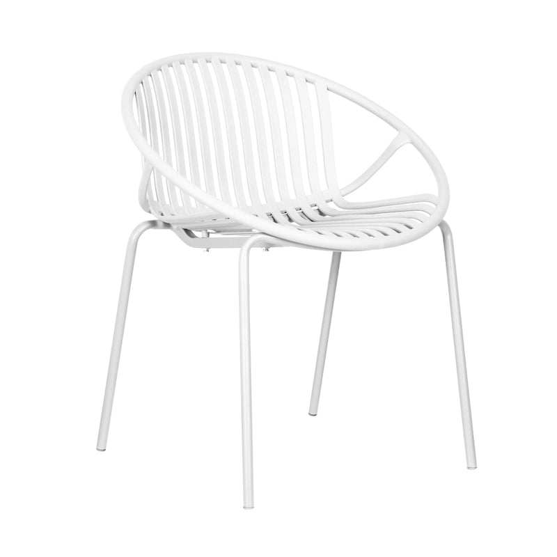 Set da pranzo moderno da esterno 7 pezzi con sedia impilabile, Bianco