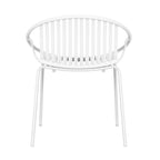 Set da pranzo moderno da esterno 7 pezzi con sedia impilabile, Bianco