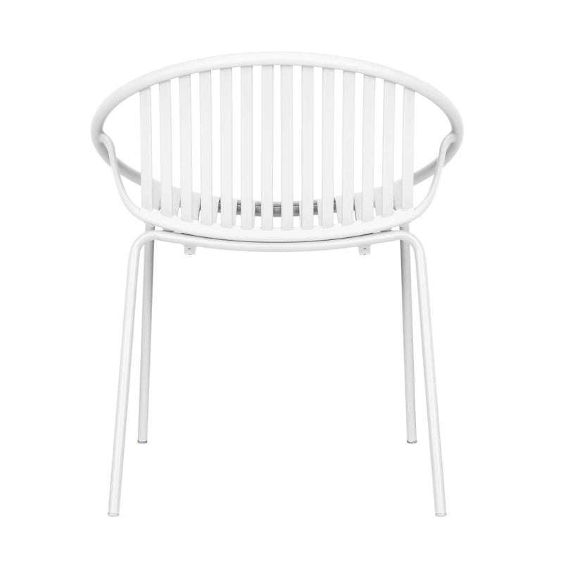 Set da pranzo moderno da esterno 7 pezzi con sedia impilabile, Bianco