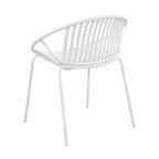 Set da pranzo moderno da esterno 7 pezzi con sedia impilabile, Bianco