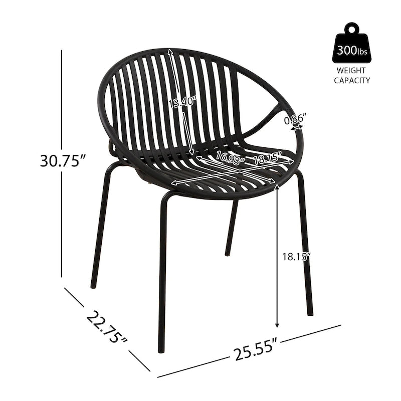 Set da pranzo moderno da esterno 7 pezzi con sedia impilabile, Bianco