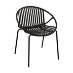 Set da pranzo moderno da esterno 7 pezzi con sedia impilabile, Bianco