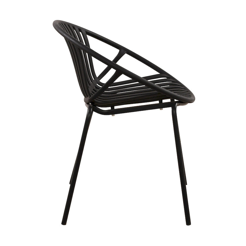 Set da pranzo moderno da esterno 7 pezzi con sedia impilabile, Bianco