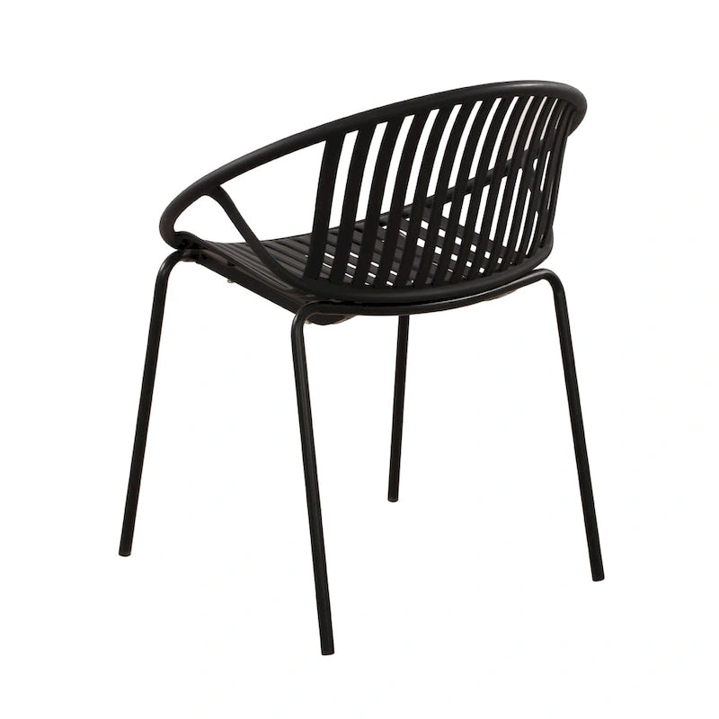 Set da pranzo moderno da esterno 7 pezzi con sedia impilabile, Bianco