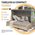 4-Pieces UV-Proof Resin Wicker Patio Sofa Set with Retractable Canopy, Cushions & Lifting Table
