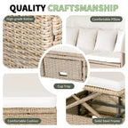 4-Pieces UV-Proof Resin Wicker Patio Sofa Set with Retractable Canopy, Cushions & Lifting Table