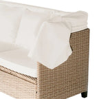4-Pieces UV-Proof Resin Wicker Patio Sofa Set with Retractable Canopy, Cushions & Lifting Table