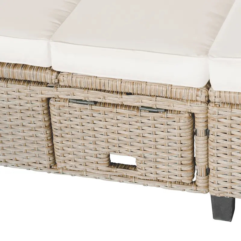 4-Pieces UV-Proof Resin Wicker Patio Sofa Set with Retractable Canopy, Cushions & Lifting Table